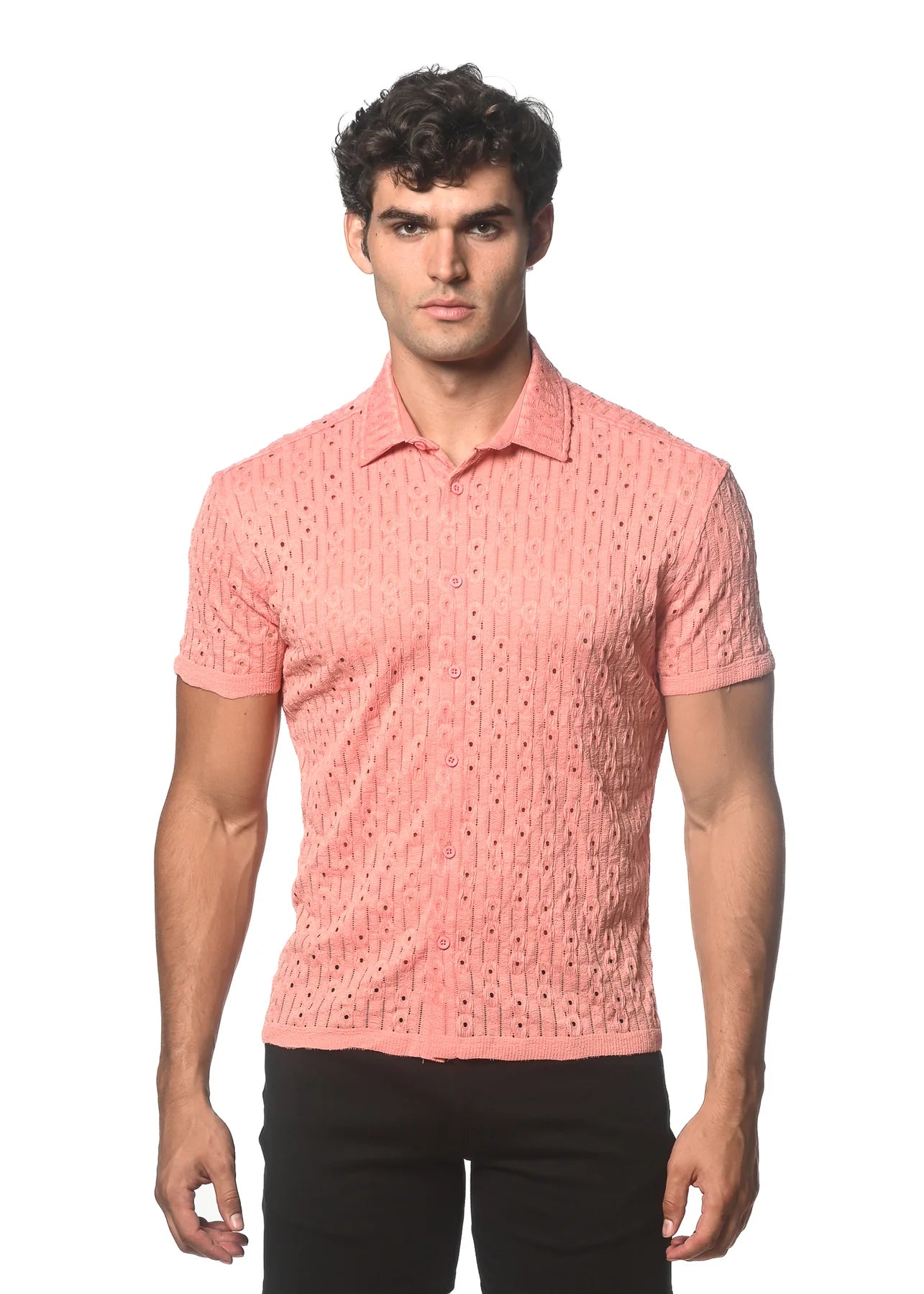 St33le Dash Dot Stretch Knit SS Shirt