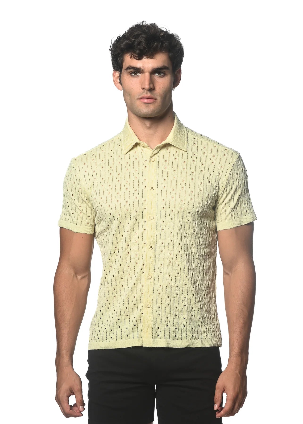 St33le Dash Dot Stretch Knit SS Shirt