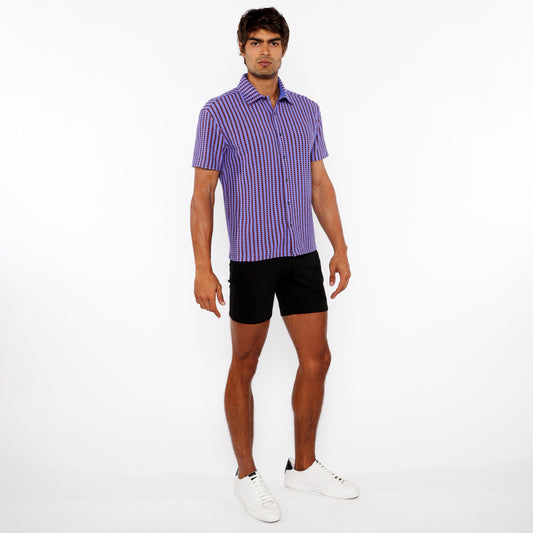 St33le Grape Stripe Open Knit SS Shirt