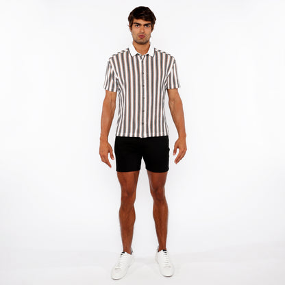 St33le White/Midnight Stripe Open Knit SS Shirt