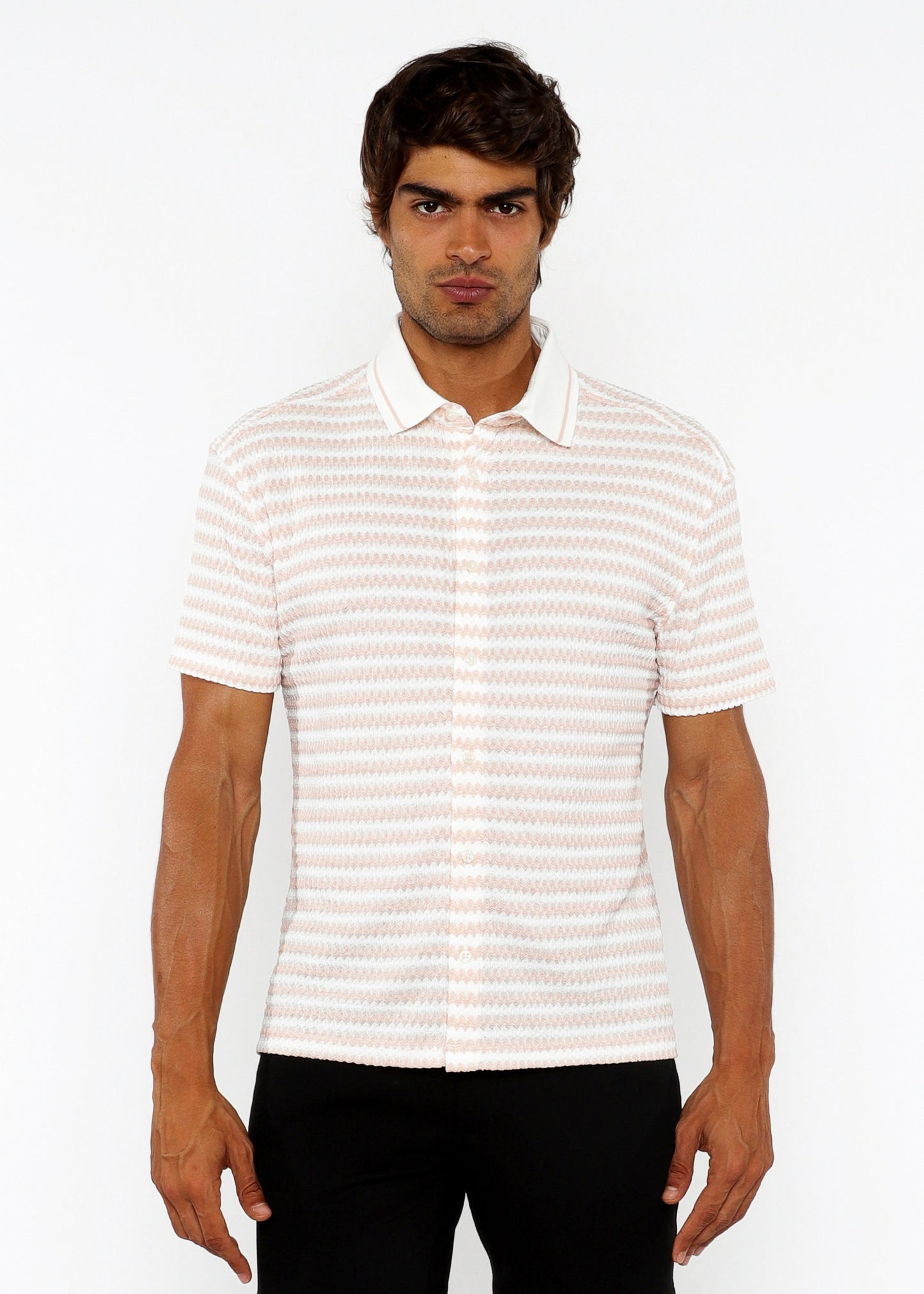 St33le Parfait/White Stretch Knit Shirt
