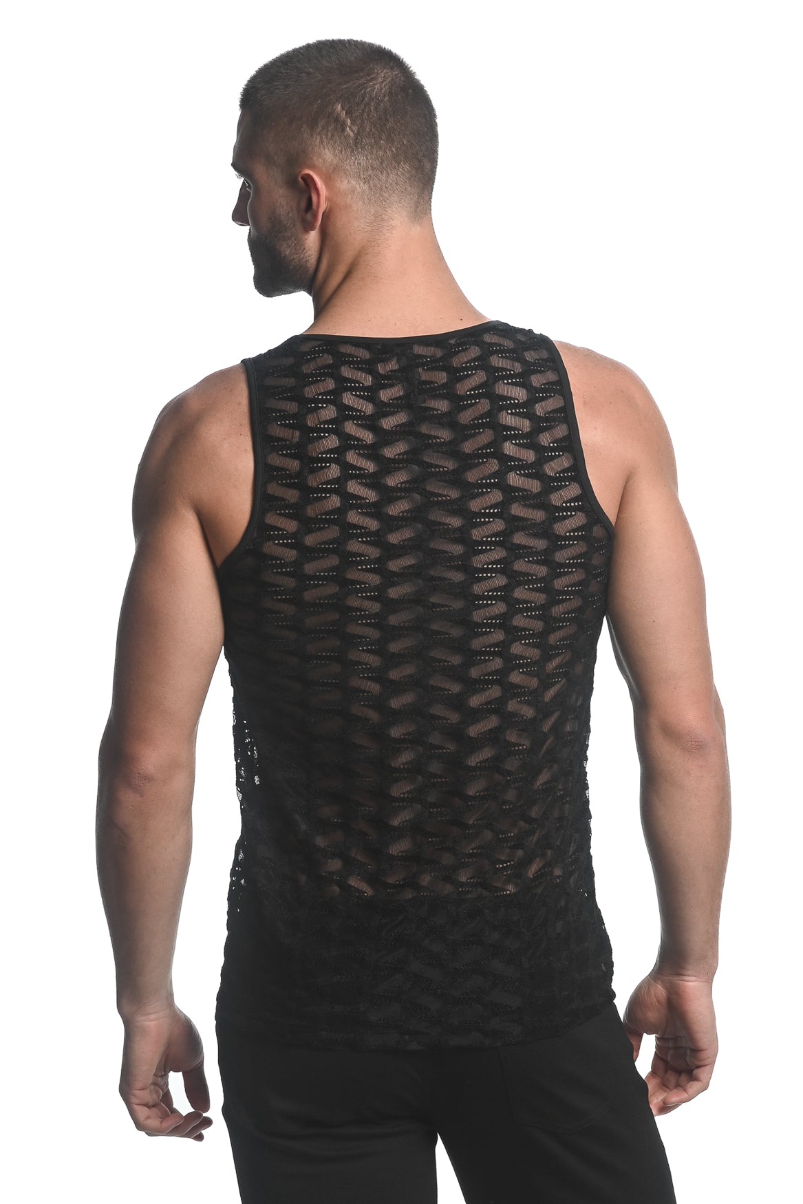 St33le Black Vertical Wave Knit Tank