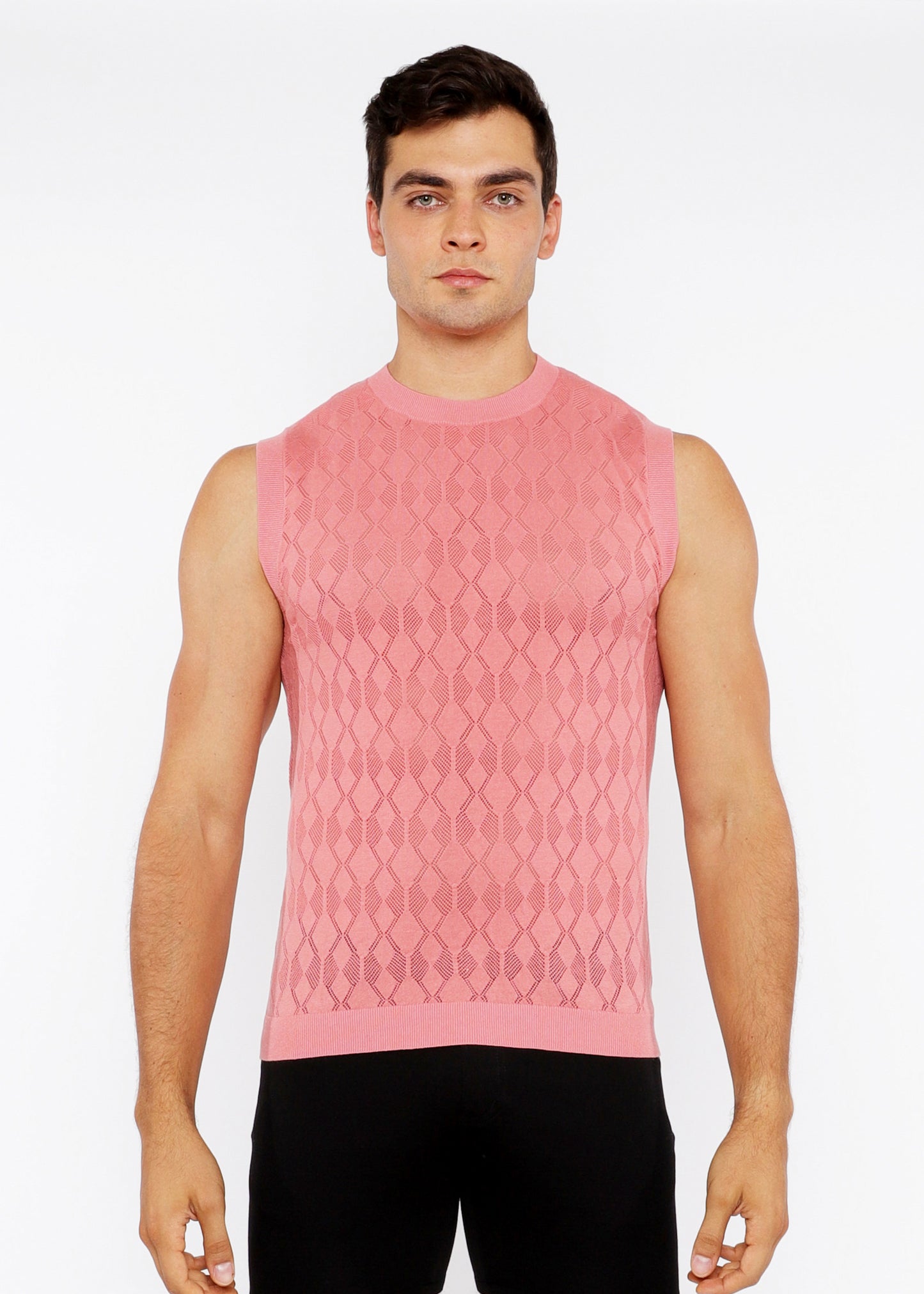 St33le Peach Amber Diamond Pointelle Knitted Vest