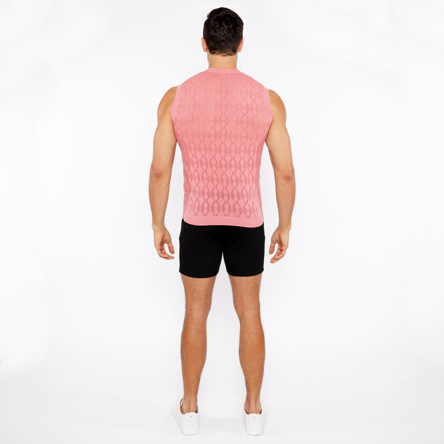 St33le Peach Amber Diamond Pointelle Knitted Vest