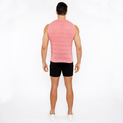 St33le Peach Amber Diamond Pointelle Knitted Vest