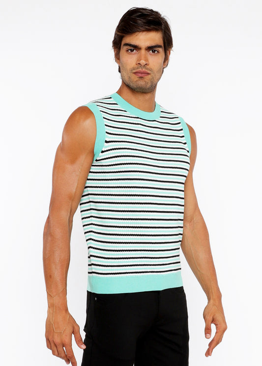St33le Bud/Midnight Stripe Open Knit Vest