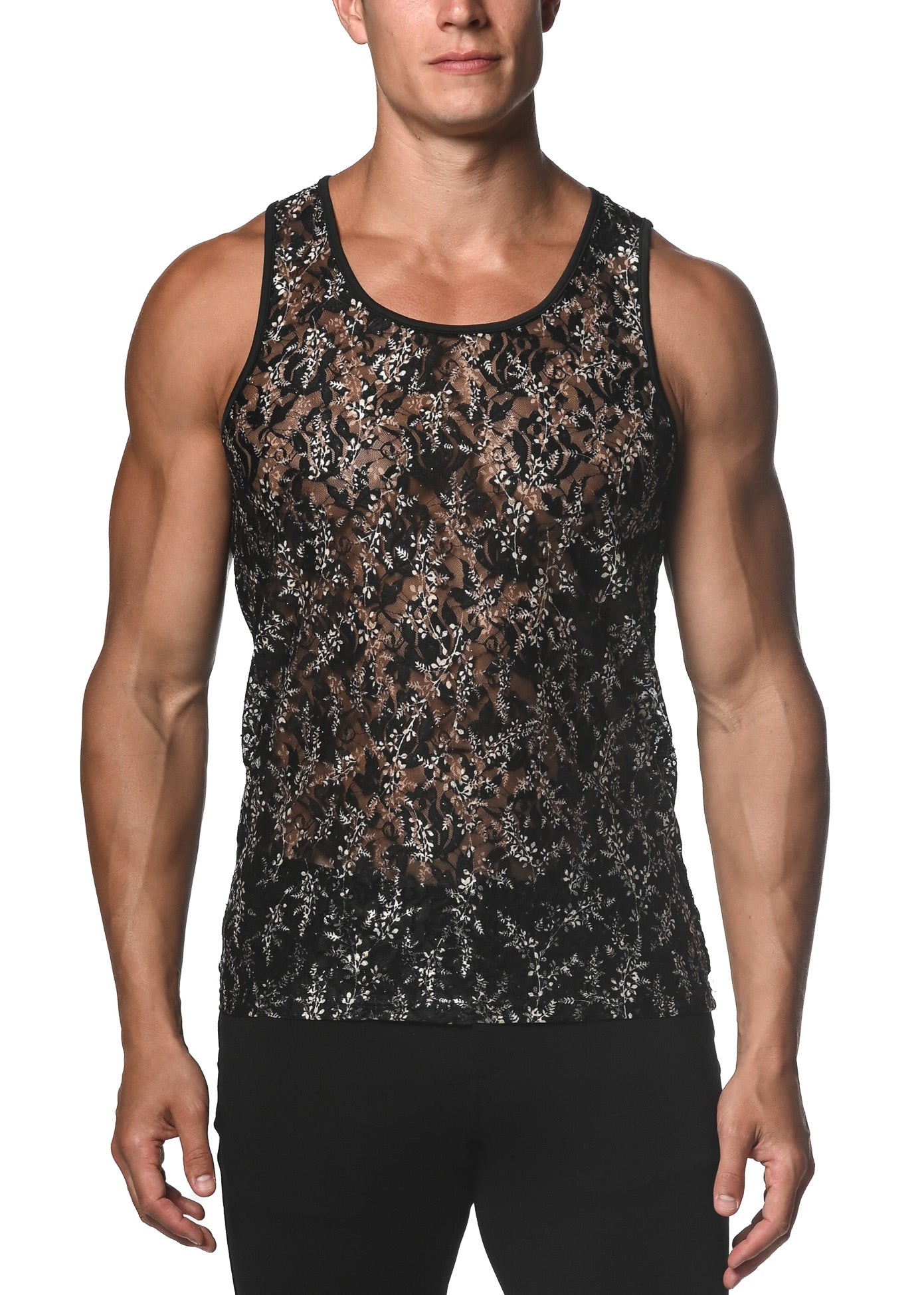 St33le B&W Floral Gossamer Tank