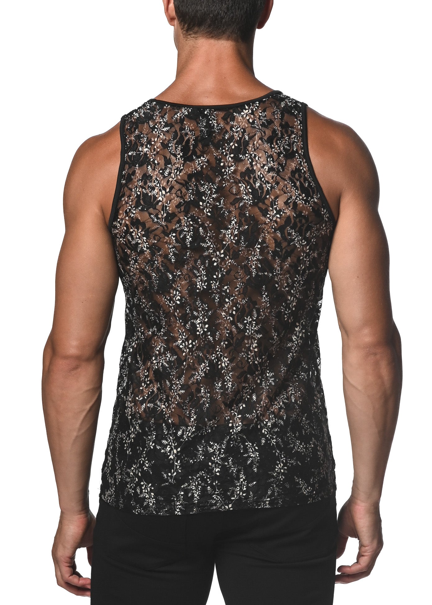 St33le B&W Floral Gossamer Tank