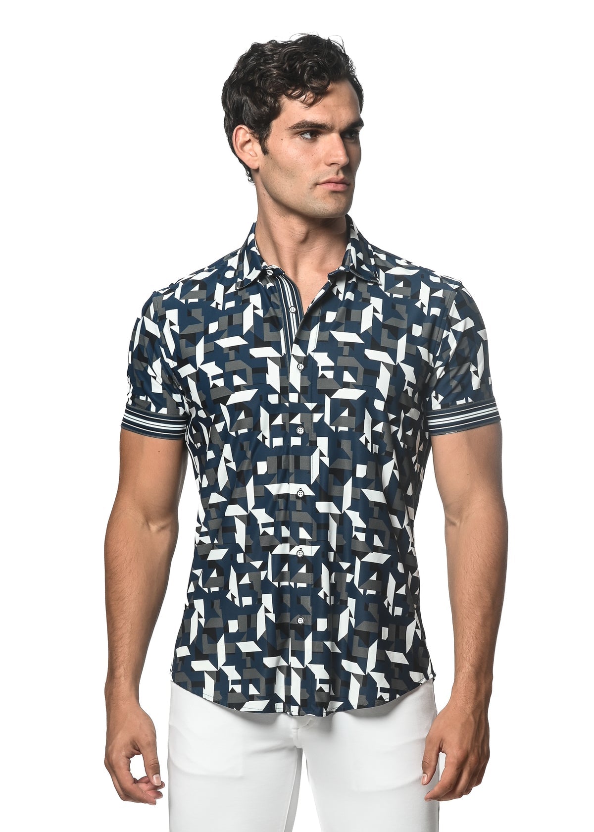 St33le Harbor Blue Printed Performance Shirt