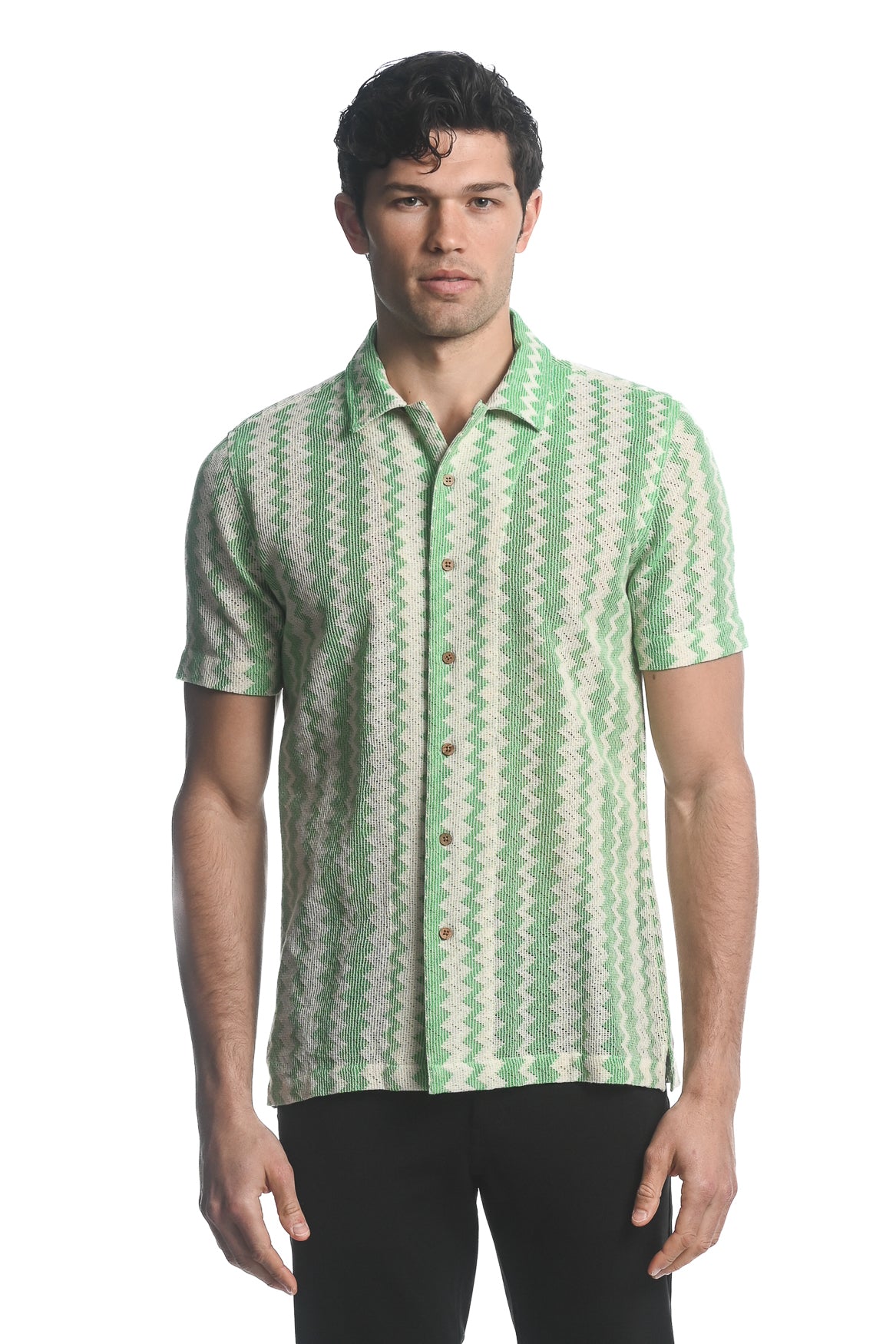 St33le Mint Chevron Gossamer Knit Shirt