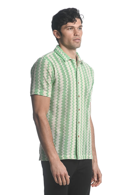 St33le Mint Chevron Gossamer Knit Shirt