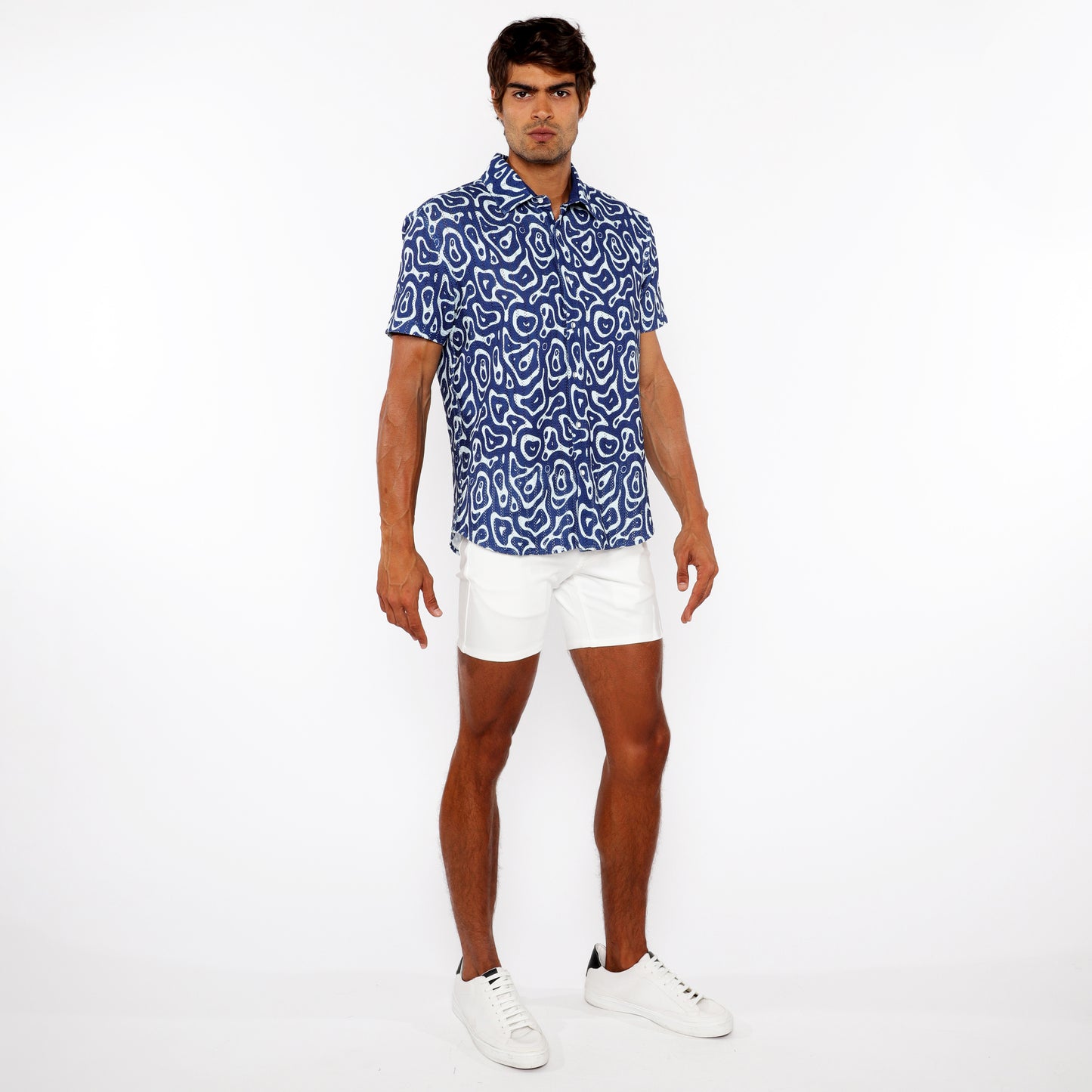 St33le French Blue Squiggly Knit SS Shirt