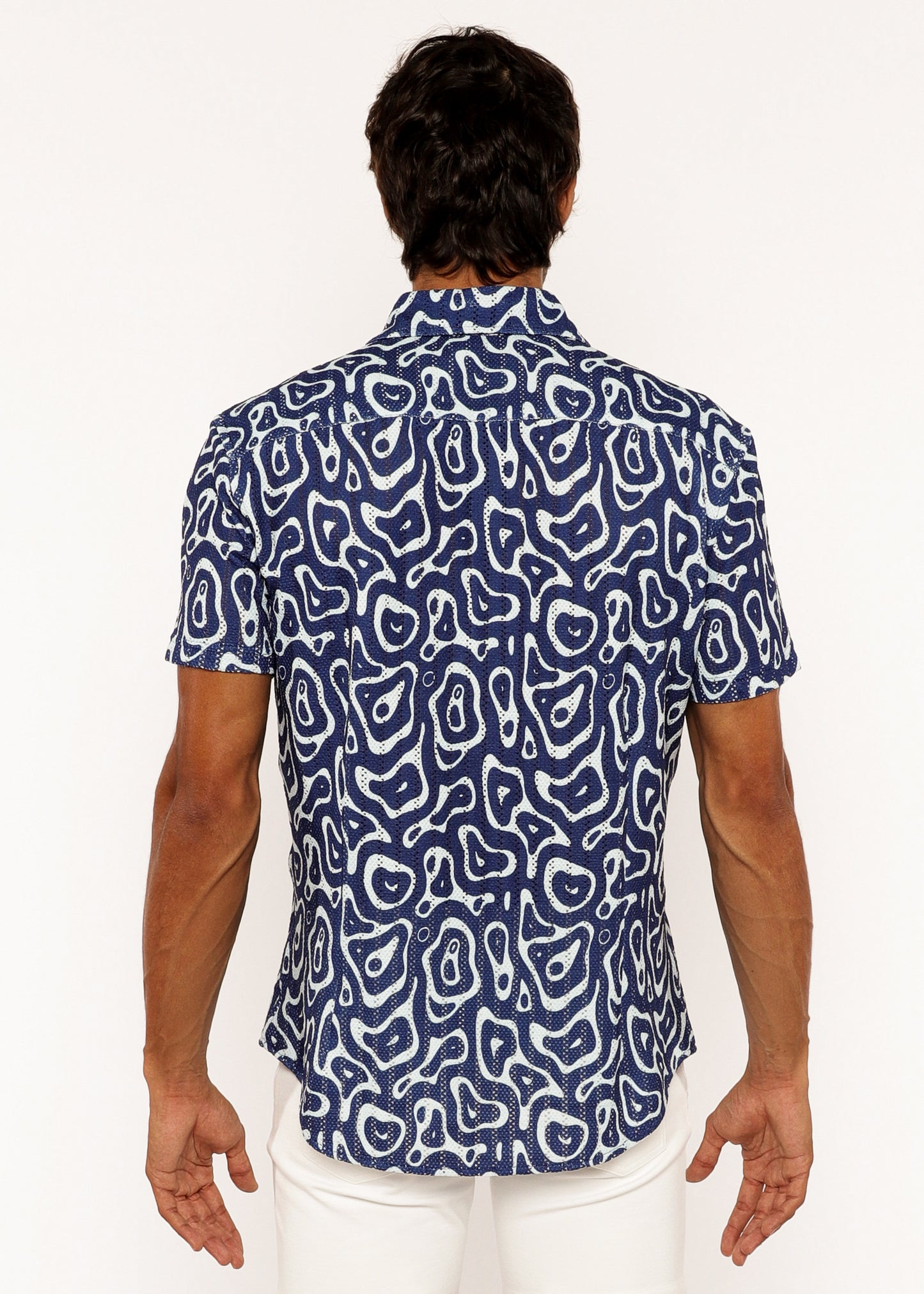 St33le French Blue Squiggly Knit SS Shirt