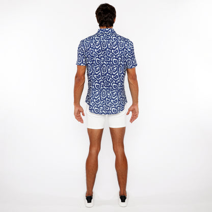 St33le French Blue Squiggly Knit SS Shirt