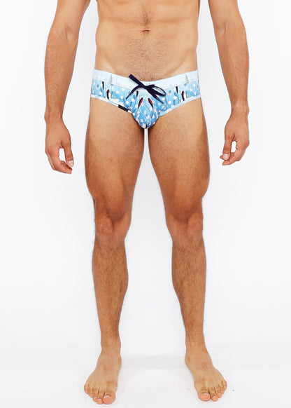 St33le Navy Dots Floral Printed Swim Brief