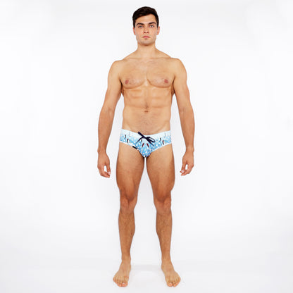 St33le Navy Dots Floral Printed Swim Brief