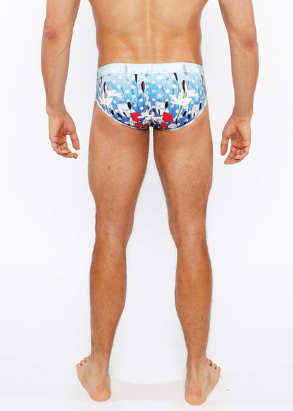 St33le Navy Dots Floral Printed Swim Brief