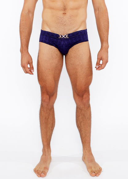St33le Navy Arrows Textured Swim Brief W/Buckle