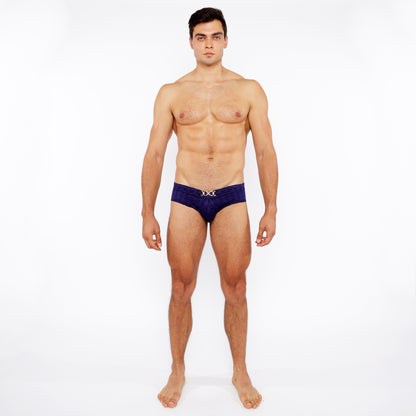 St33le Navy Arrows Textured Swim Brief W/Buckle