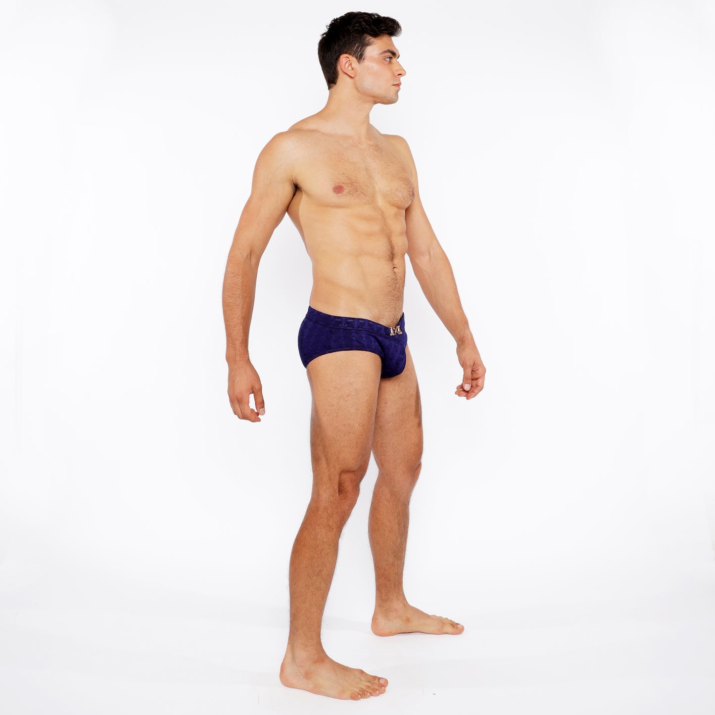 St33le Navy Arrows Textured Swim Brief W/Buckle