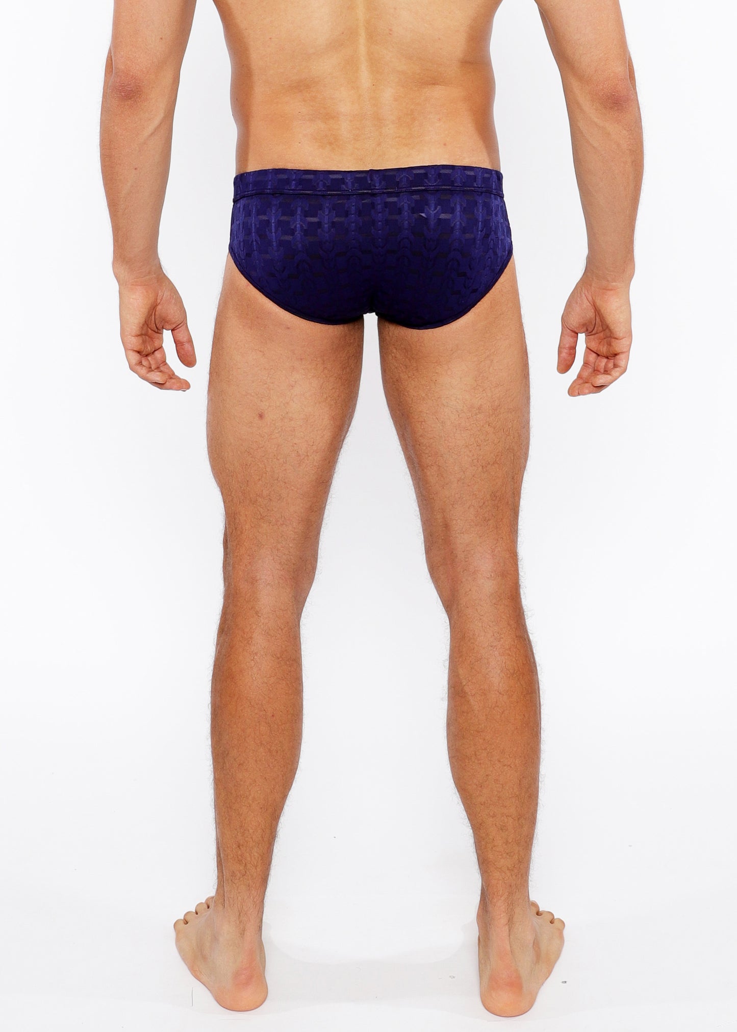 St33le Navy Arrows Textured Swim Brief W/Buckle