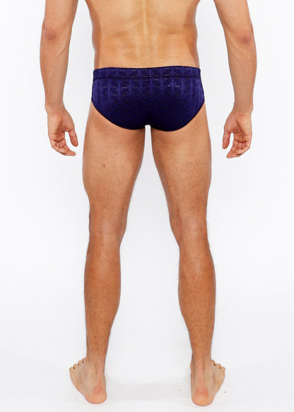 St33le Navy Arrows Textured Swim Brief W/Buckle