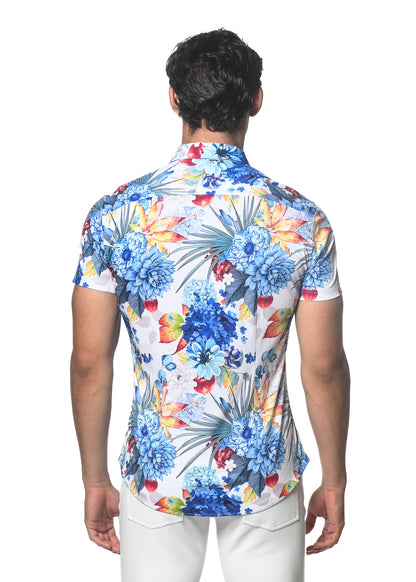 St33le Blue/Yellow Tropics Button Up Shirts