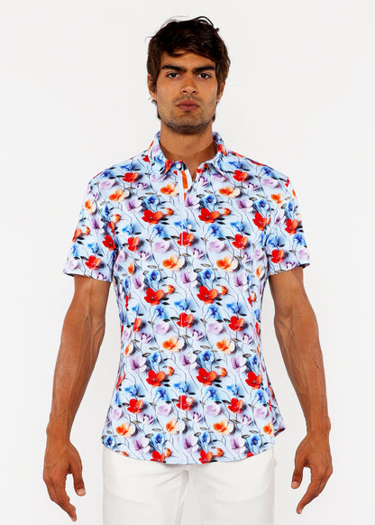 St33le Multi Floral 3D Print Knit SS Shirt