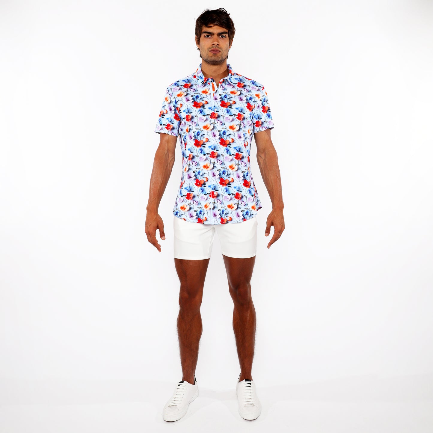 St33le Multi Floral 3D Print Knit SS Shirt