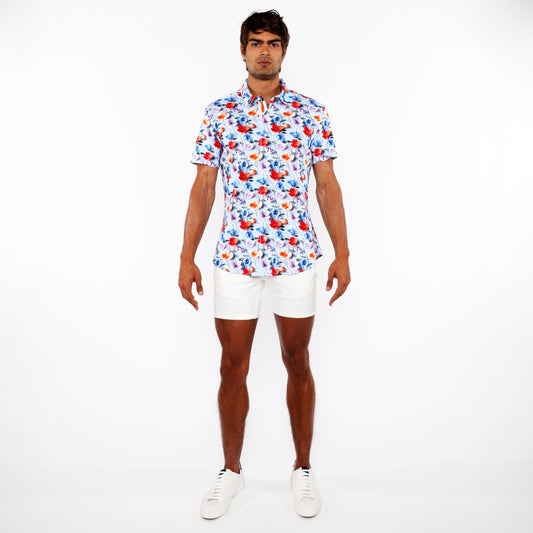 St33le Multi Floral 3D Print Knit SS Shirt