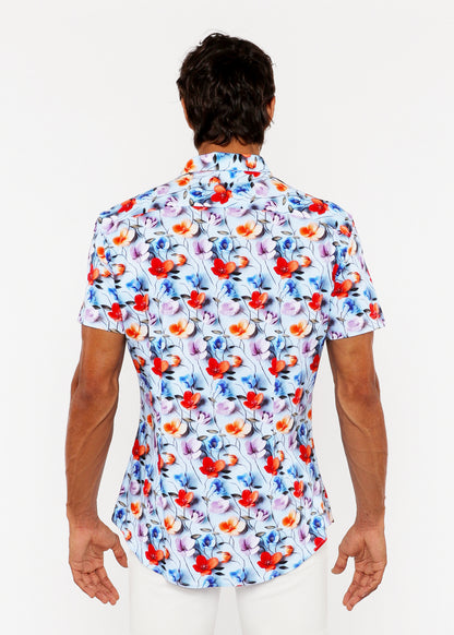 St33le Multi Floral 3D Print Knit SS Shirt