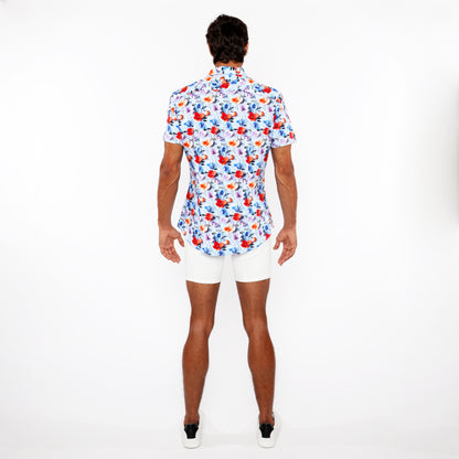 St33le Multi Floral 3D Print Knit SS Shirt