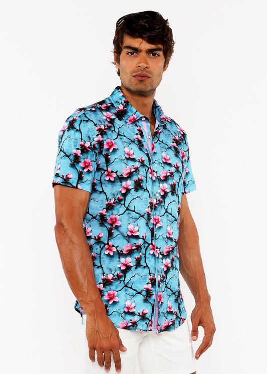 St33le Cherry Blossoms 3D Print Knit SS Shirt
