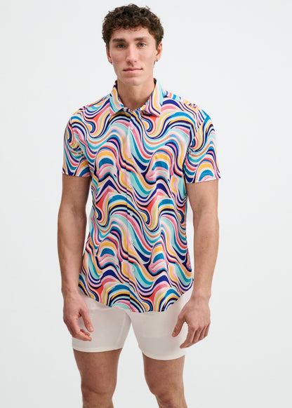 St33le Teal Swirls Cotton Knit SS Shirt