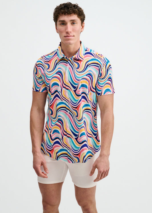 St33le Teal Swirls Cotton Knit SS Shirt