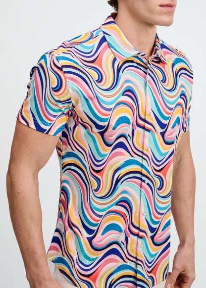 St33le Teal Swirls Cotton Knit SS Shirt