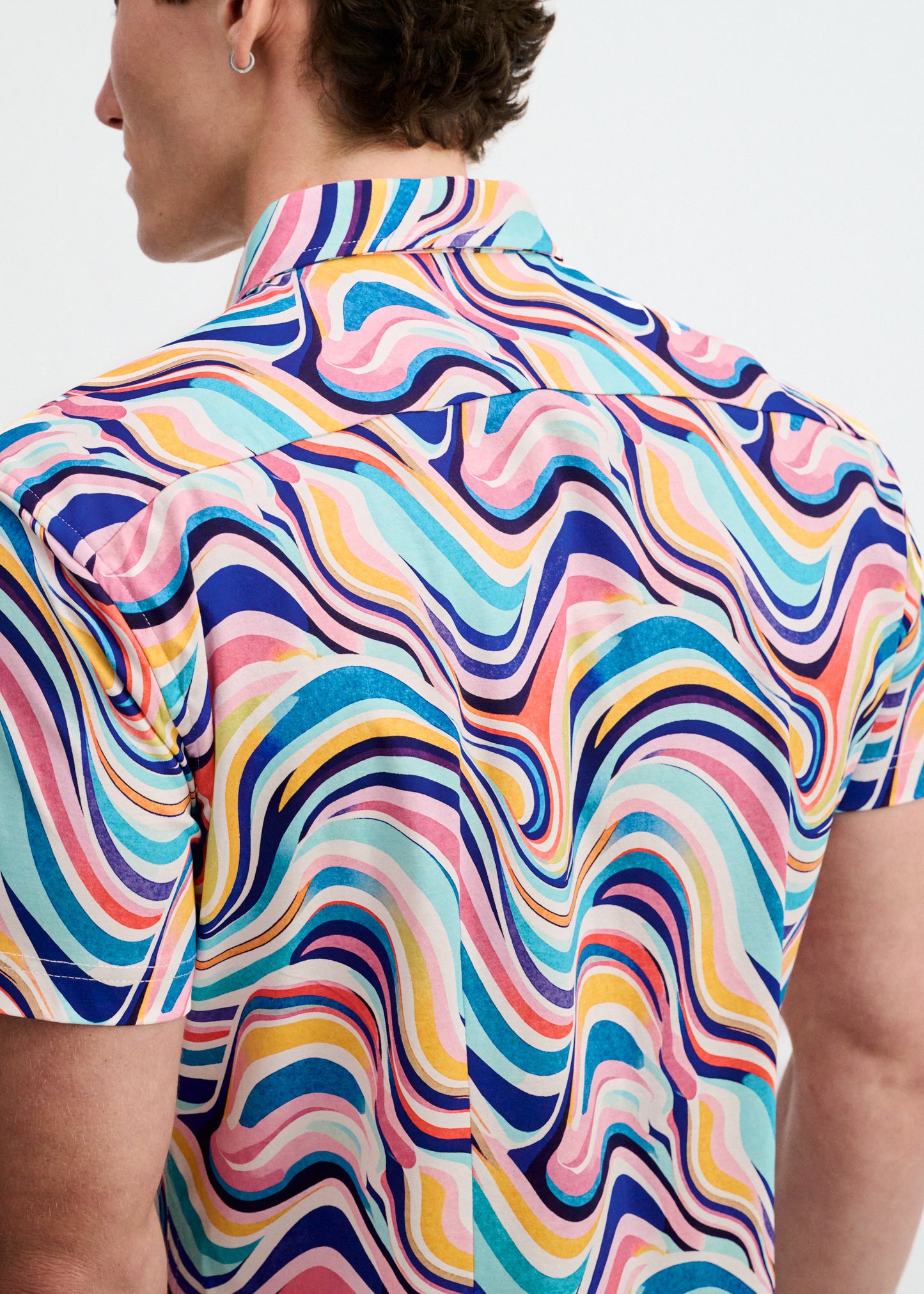 St33le Teal Swirls Cotton Knit SS Shirt