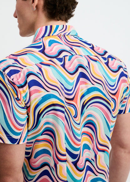 St33le Teal Swirls Cotton Knit SS Shirt