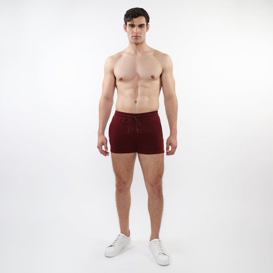 St33le Maroon 3.5" Retro Stretch Knit Gym Shorts