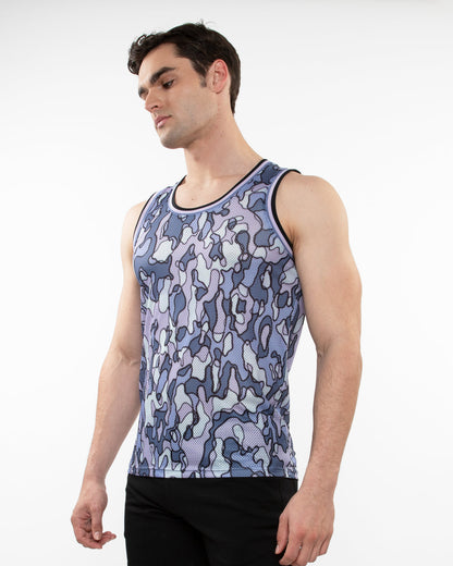 ST33le Purple/Periwinkle Camo Printed Mesh Tank