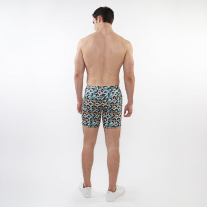 St33le Turquoise Ochre Parquet 5" Jacquard Knit Short