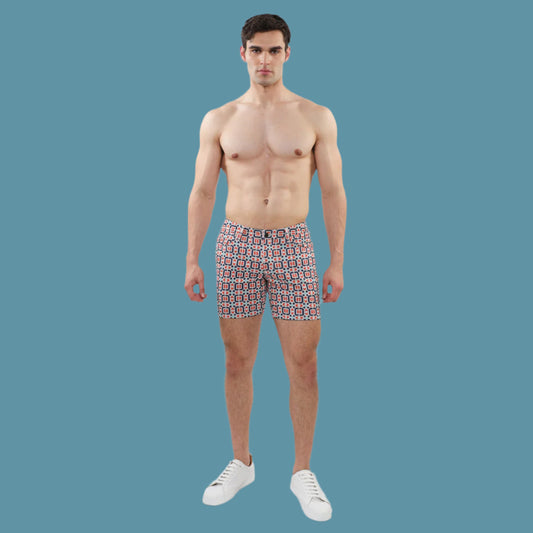 St33le Rust & Marine Tiles 5" Printed Knit Short