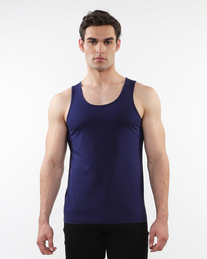 ST33le Navy Triangles Laser Cut Tanks