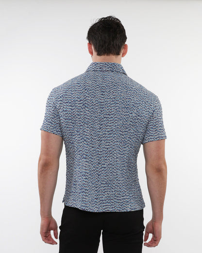ST33le Teal Stretch Crinkle Knit SS Shirt