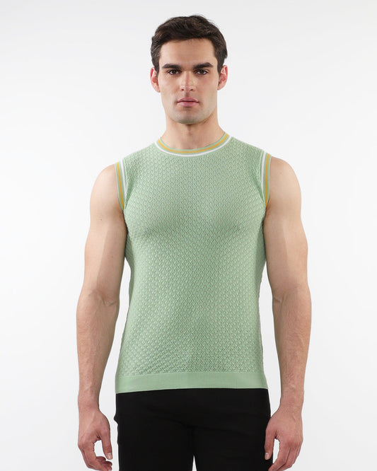 ST33le Relish Textured Open Knitted Mesh Tank