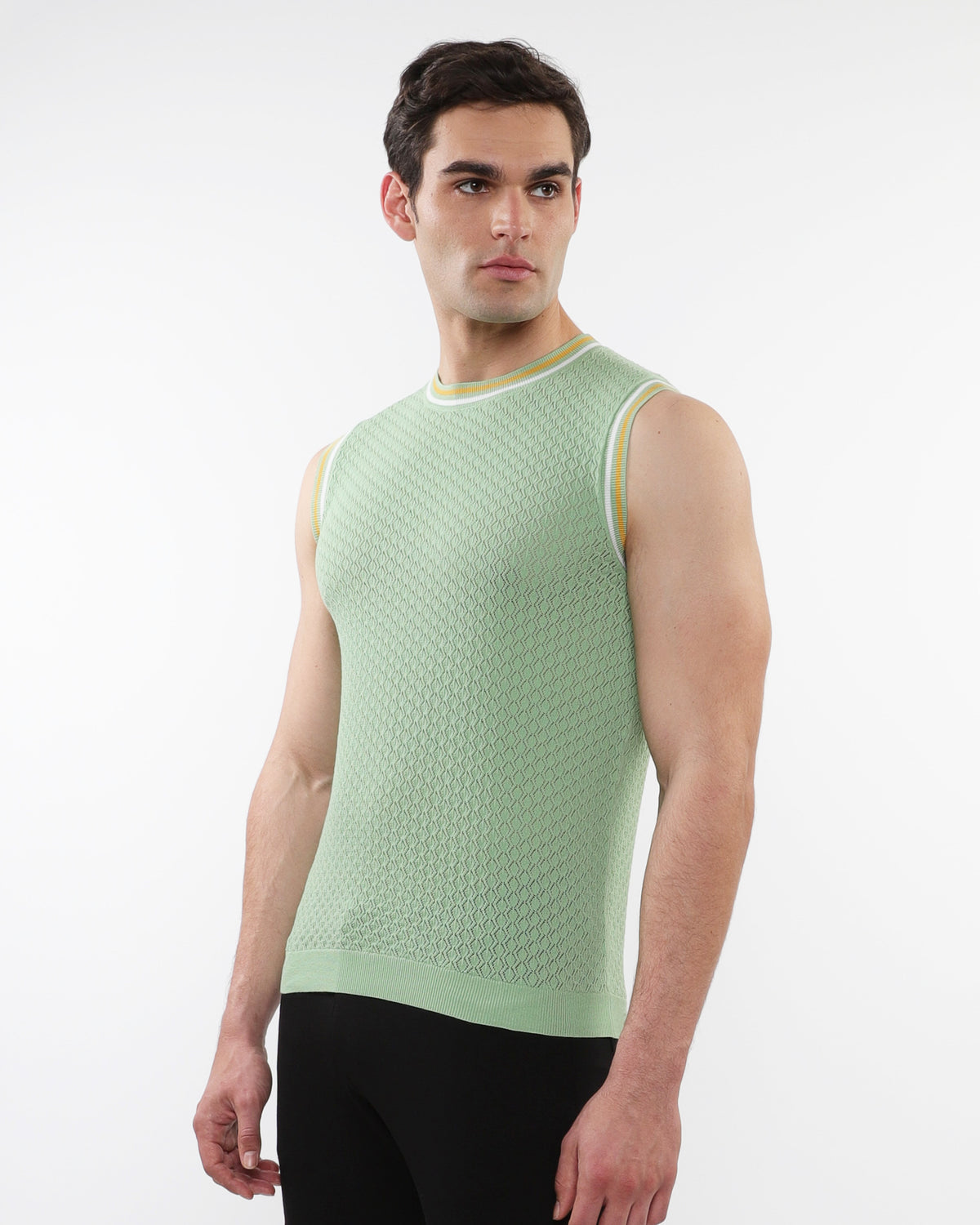 ST33le Relish Textured Open Knitted Mesh Tank