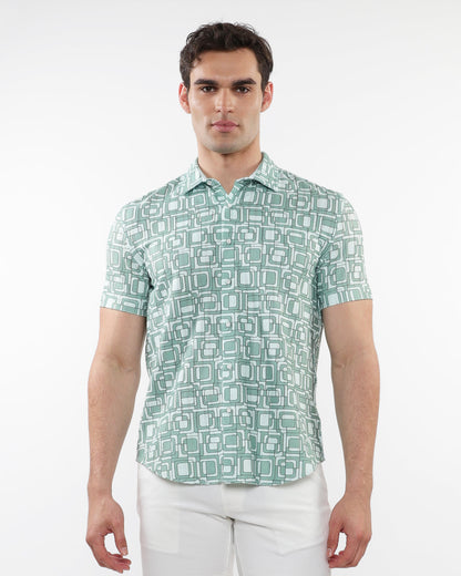 ST33le Fern/Mint Squares Printed Knit SS Shirt