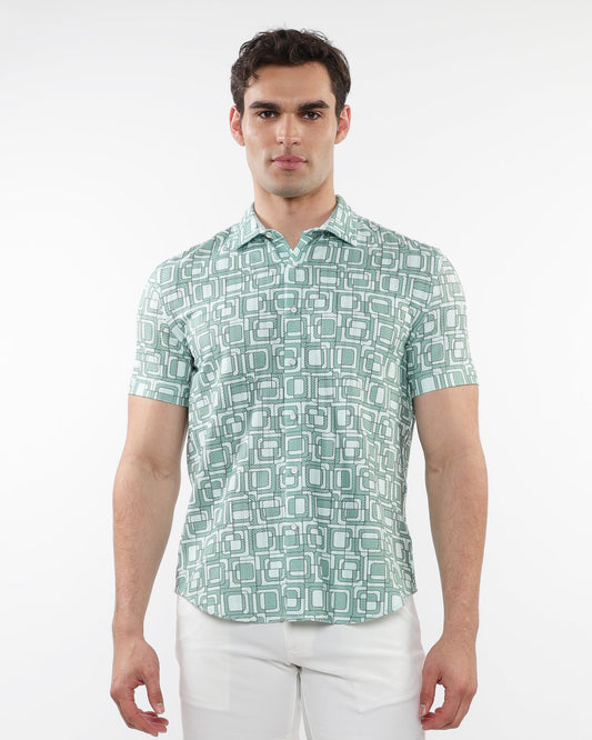 ST33le Fern/Mint Squares Printed Knit SS Shirt