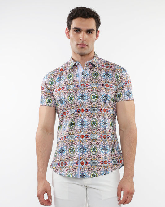 ST33le Pink/Multi Fauna Printed Cotton Knit SS Shirt