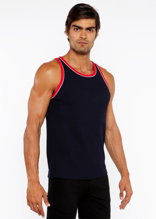 St33le Navy Rib Tank W/Pipping